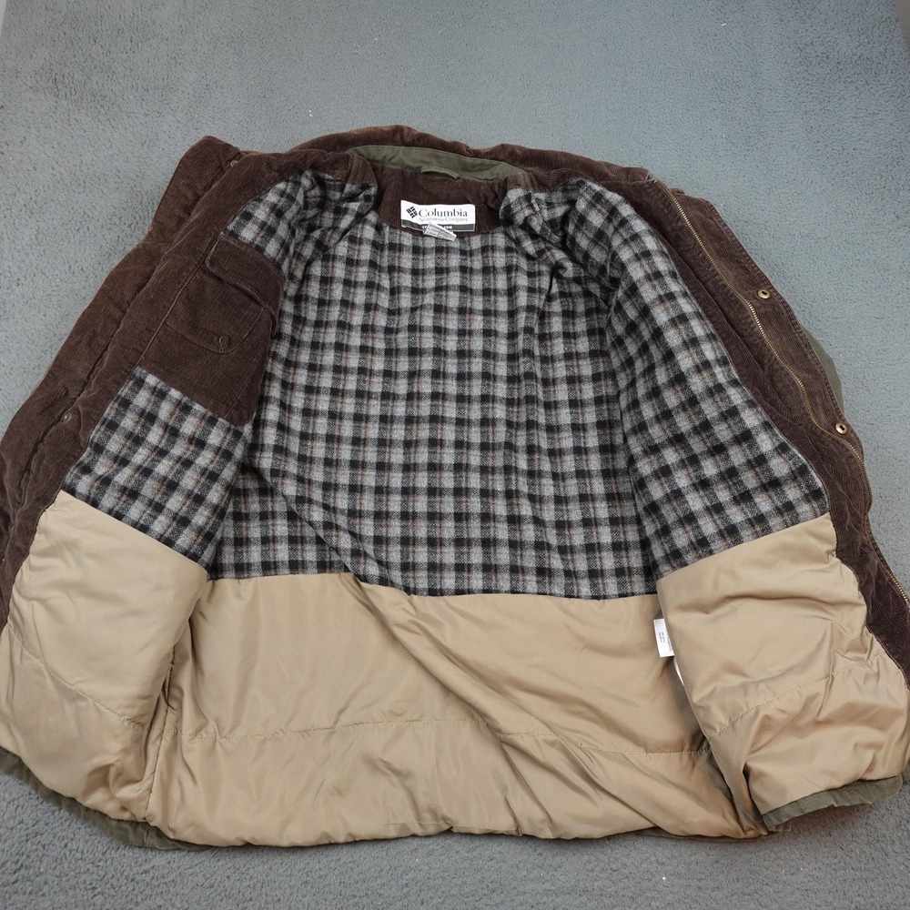 Columbia Jacket Mens Large Olive Canvas Field Barn Coat Corduroy Collar Flannel - Picture 5 of 12
